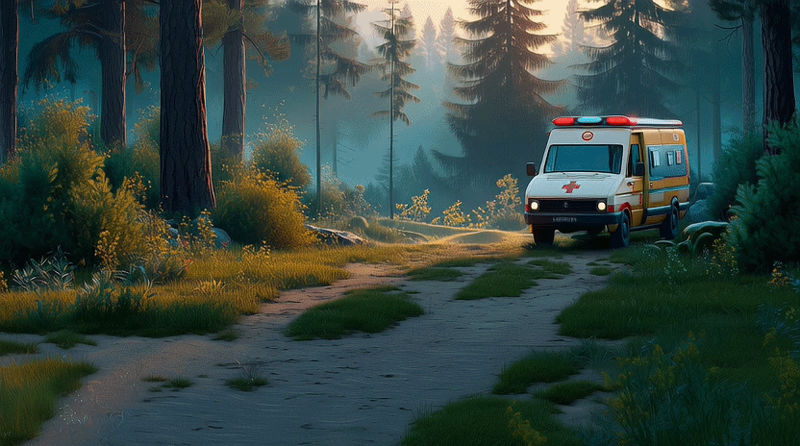 An illustrated ambulance driving (click to animate)